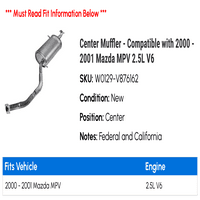 Center prigušivač - kompatibilan sa - Mazda MPV 2.5L V6