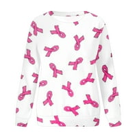 Slaba za čišćenje Ženska svjesnost raka dojke Labavi pulover Bluza Ružičasta vrpca Ispiši Ležerne duksere
