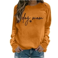 Mama majica za ženska mama majica Majčin pokloni majica mama mama dugih rukava okrugli izrez narančasti