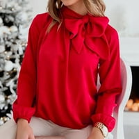 Modna ženska bluza dugih rukava pune boje T-majice Bowknot casual labav vrhovi hot8sl4487217