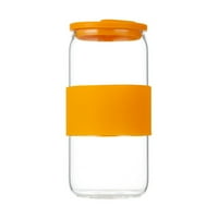 Narančasta čaše za pitke sa poklopcima i staklenim slamom - 16oz, u obliku staklenih čaša, čaše za pivo, ledene čaše za kafu, silikonska šalica protiv skaliranja