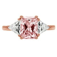 2.82ct smaragdni rez ružičasti simulirani dijamant 18k ružičasti ružičasti zlato graviranje izjava godišnjica