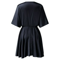 Haljina Ljetne ženske haljine ruffles Ženska Soild Print Mini haljina naljepnica s rukavima preklapaju