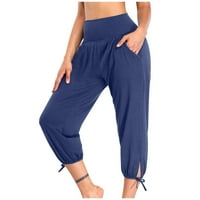 Ženske kapri joge hlače izgubljene hlače sa visokim strukom Hlače elastične struke na otvorenom