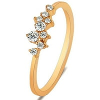 Xinqinghao 18K pozlaćeni dijamantni prsten sa devet dijamanata za dame Gold XL