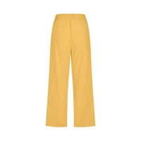 Capris za žene Ležerne ljetne pamučne pantalone nacrtane elastične pantalone Visoki stručni labavi joga Duks rastezanje treninga za trčanje sa džepovima Yellow _HH XL