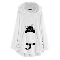 Ženski CAT vez plus veličina topla duhovito dukserija s dukserom pulover Dame vrhovi na klirensu