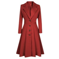SoftMallow Wines Winter Rever dugme dugačak kaput od kaput dame dame prevladavajuća odjeća
