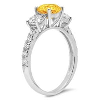 CT sjajan okrugli rez prozirni simulirani dijamant 18k bijeli zlatni pasijans sa akcentima Trobonski prsten SZ 8,75