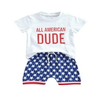 DCoolmoogl Toddler Baby Boy 4. srpnja odijelo kratkih rukava majica + casual kratke hlače Dan neovisnosti