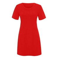 Mišuowi Solid Crvene haljine za žene Ženska haljina na plaži sa rukavima sa rukavima