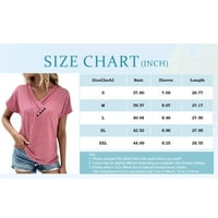 Ženski bluze s kratkim rukavima Solid moda V-izrez TEE ljetni vrhovi ružičasti 2xl