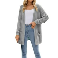 Cardigan za žene Trendi labavi otvoreni džemper sa dugim rukavima sa džepovima jakne