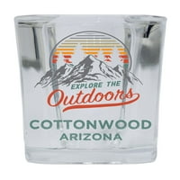 Cottonwood Arizona Istražite otvoreni suvenir Square Square Base alkoholičara Staklo 4-pakovanje