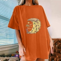 Bluze za žene Modni ženski kratki rukav ljetni pice od tiskanih ležerskih pulover majica okrugli vrat rođendan za žene, narandžaste, l