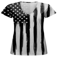 Niveer dame Ljetne vrhove Majica kratkih rukava Američka zastava Ispis majica Bohemian Pulover V izrez