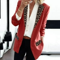 Vivianyo HD žene kaputi jakne u prodaji i čišćenje Fahion ženski rever rt Leopard Notch Laple-Blazer Casual Office odijelo bljeskalica Picks crveno