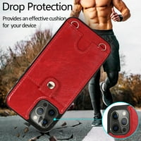 Elepower futrola za iPhone Pro 6,7 , izdržljiva PU koža sa držačem kartice [dugme protiv gubitaka] Odvojivi križni uže za užad zaštitni otporan na trošak otporan na udarce otporan na trošak otporan na trošak otporan na trošak otporan na udarce, crvena