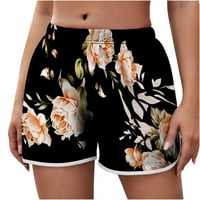 Ženske ljetne lagane joge kratke hlače Ležerne prilike ispisane elastične strugove kratke hlače na plaži CrdString Comfy kratke hlače narančasta m