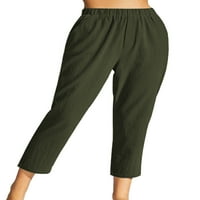 Dame dno su visoke strukske hlače sa čvrstom hlače u boji ubodne pantalone za žene, Ležeran salon zeleni m