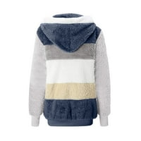 PBNBP ženska povremena plišana zip up hoodie jakna jesen zima plus veličina boja blok dugih rukava s kapuljačom s kapuljačom