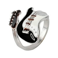 WEFUESD nakit za žene za žene od nehrđajućeg čelika gitara stila glazbena koncert repne zabave večernje škole diplomski prsten srebrni l