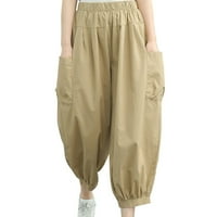 Xinqinghao harem hlače Žene visokog struka hlače od pune boje labave casual pantalone Knickerbockers
