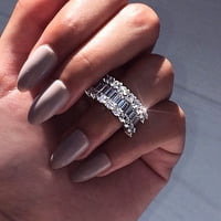 Lroplie prstenovi za žene djevojke dvostruke retke puni dijamantni dijamantski kvadratni rhinestone