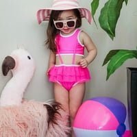 Mialiley Little Girl Girl Dva kupaća, bez rukava okrugli vrat Bikini i ruffle donji set