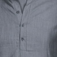 Muške pamučne line Henley košulje kratkih rukava Čvrsta boja zastoj majica Ležerna mišića Slim Fit bluza
