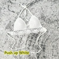 Ženski trokut bikini crochet Top Hollow Bohemia Plaža kupaći kostim kupaći kostim bijeli l