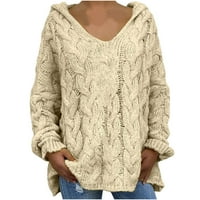 SIMPLMASYGENI Fall džemperi za žene Trendy V izrez dugih rukava Ženska modna labava velika veličina