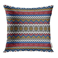 Folk sa etničkim aztekom motivima svijetlo obojeni sažetak u bohom stilu latinoafrički jastuk jastuk jastuk na poklopcu