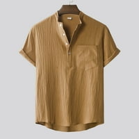 Hinvhai Plus Veličina Top Clearence Muški havajska majica kratkih rukava na plaži na plaži, tiskani ljetni majica Smeđa 6