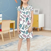Ljetne haljine za djevojčice Toddler kratki rukav Crewneck Sušilice za kosu Škare za ispis haljina za