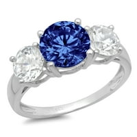 3.25ct okrugli rez plavi simulirani tanzanite 18k bijelo zlatni godišnjica angažmana kamena prstena