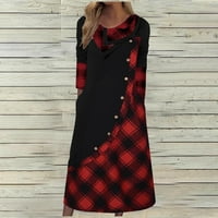 Rollbacks ženska vintage gotička haljina modni plaćeni džepovi džepova za šivanje košulje na hrpu dugih rukava padaju odjeću crvene s