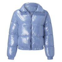 Jesen i zimsko čvrsto zrcalo Zipper SOLID ogledalo-pu-kožna postolja Cardigan jakna