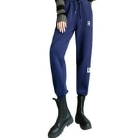 High Squik Cargo Hlače Žene obloženo slovo Ispiši sportske joggere sa džepovima Topla zimska dukseva casual pantalone