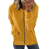 SHOMPORT Ženska casual pad zip up kapuljač jakna dugih rukava s kapuljačom sa džepom sa džepom