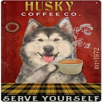 Husky Coffee Retro Metal znak Vintage TIN znak Potpiši za kafu za plak Poster Cafe Wall Art Singe