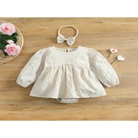 Huakaishijie Toddler Baby Girls Slatka haljina Hlačna uzorka Teksturirana suknja Hem BodySuit i traka