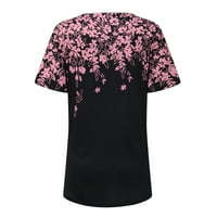 Leylayray ženska bluza Moda Ženska tiskana V-izrez Labavi kratki rukav Temperament majica Pink XL