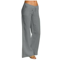 DrpGunly ženska moda, casual vučne pamučne elastične struine čvrste pantalone za žene za žene, sive m