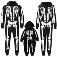 Porodično podudaranje Halloween kombinezon za kostur za kostur Onetees Jednodijelni rub s dugim rukavima