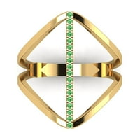 0. CT sjajan okrugli rez simulirani zeleni dijamant 14k žuto zlatništani prsten sz 7.5