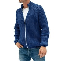 Muška modna casual jesen zimski džemper sa čvrstim bojama sa zatvaračem Turtleneck zadeljeni džemper pletene džemper jaknu casual klizač muški kaput dugačak kaput