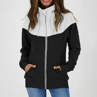 WAVSUF Womens kaputi i jakne plus veličina casual bez kapuljača za čišćenje dugih rukava Zip za crtanje