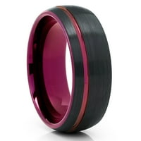 Crni volfram prsten, ljubičasti vjenčani prsten, volfram karbidni prsten, ljubičasta vjenčanica, crni prsten
