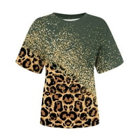 Ženska bluza od vrata s vratom Ljetna casual majica kratkih rukava Leopard grafički majice majice vojska
